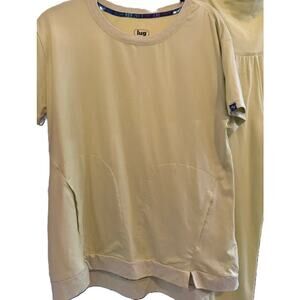 Lug Scoop Top Jogger Set Yellow Lime Athleisure Loungewear Travel Comfort XS